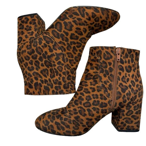 Loft Women's Brown Black Leopard/Cheetah Print Booties Size 7M - Picture 4 of 9